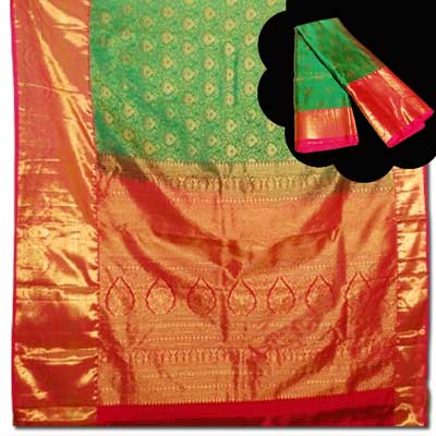 "Kalaneta Green Kanchi fancy silk saree NSHH-21 (with Blouse) - Click here to View more details about this Product